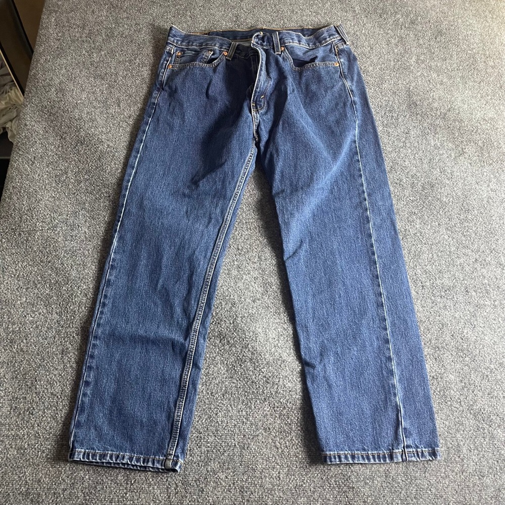 Levis 505 Regular Fit Mens Jeans 38x30 Medium Wash Blue Straight Leg‎ Denim